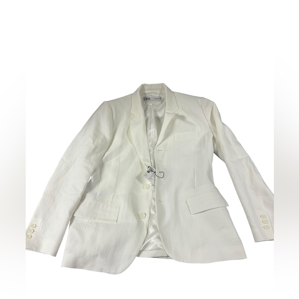 Zara White Blazer Tailored Suit Jacket